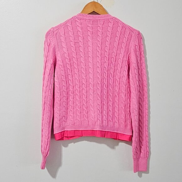 Zara Cable Knit Cardigan -Bubblegum pink/Hot pink - Women's Size M -6427/038/630 - Picture 5 of 9